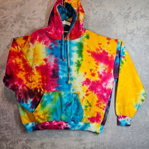 Exist Colorful Tie-Dye Hoodie Sweatshirt 2XL Bright hippie fun casual drawstring - Picture 1 of 11